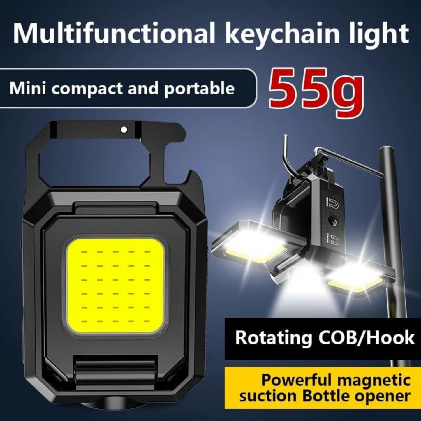 POWERNEXUS – MINI FLASHLIGHT KEYCHAIN LIGHT WITH FOLDABLE COB SIDE LIGHTS