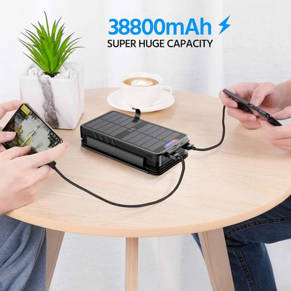 PowerNexus™ – 20,000mAh Solar Power Bank with Wireless Qi & Built-In Cables!